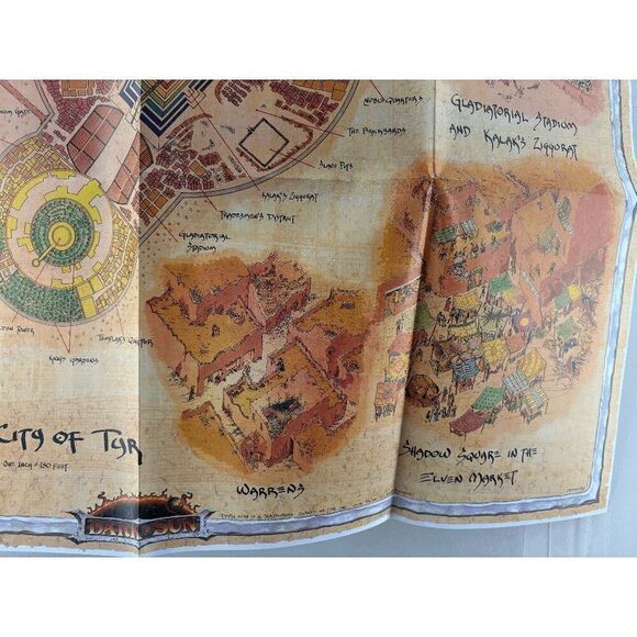 Dungeon & Dragons 2nd Edition Dark Sun 1991 City of Tyr Map ONLY- 31" × 21" - Picture 6 of 6